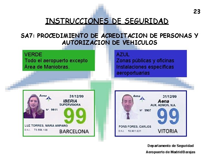 23 INSTRUCCIONES DE SEGURIDAD SA 7: PROCEDIMIENTO DE ACREDITACION DE PERSONAS Y AUTORIZACION DE