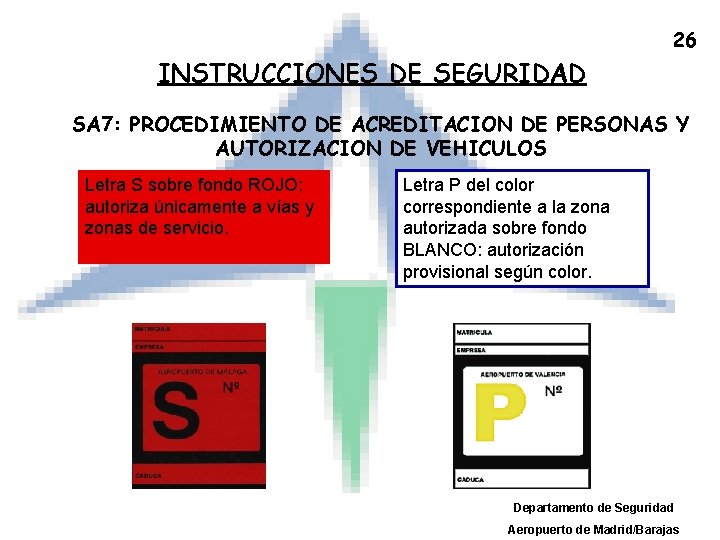 26 INSTRUCCIONES DE SEGURIDAD SA 7: PROCEDIMIENTO DE ACREDITACION DE PERSONAS Y AUTORIZACION DE