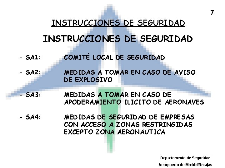 7 INSTRUCCIONES DE SEGURIDAD - SA 1: COMITÉ LOCAL DE SEGURIDAD - SA 2: