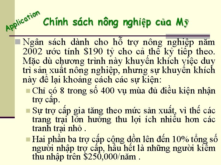n o i t a c i pl p A Chính sách nông nghiệp