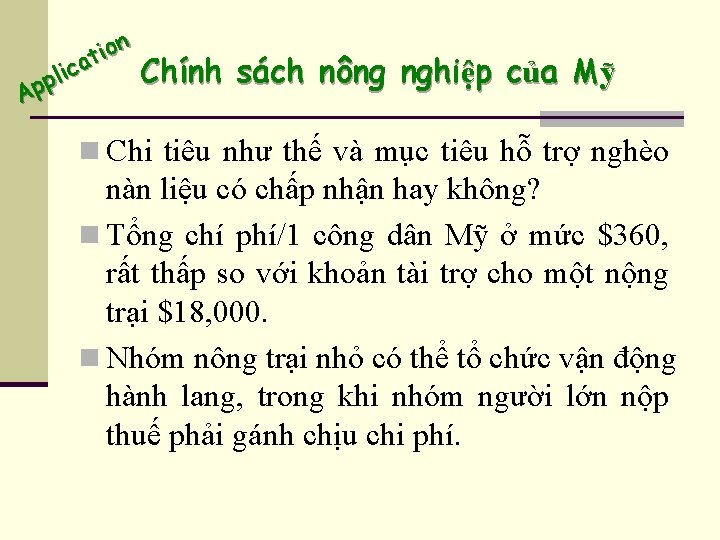 n o i t a c i pl p A Chính sách nông nghiệp