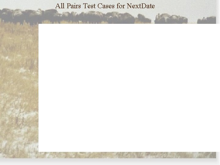 All Pairs Test Cases for Next. Date 