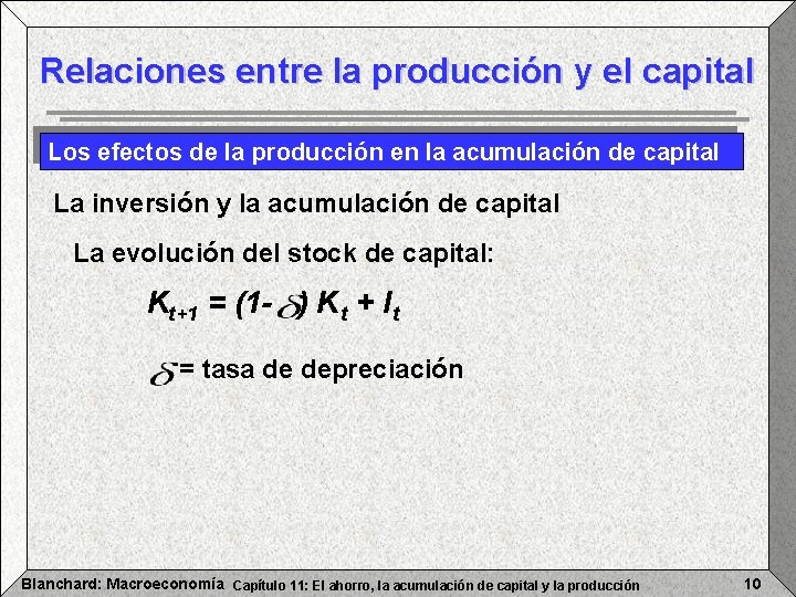 Relaciones entre la producción y el capital Los efectos de la producción en la