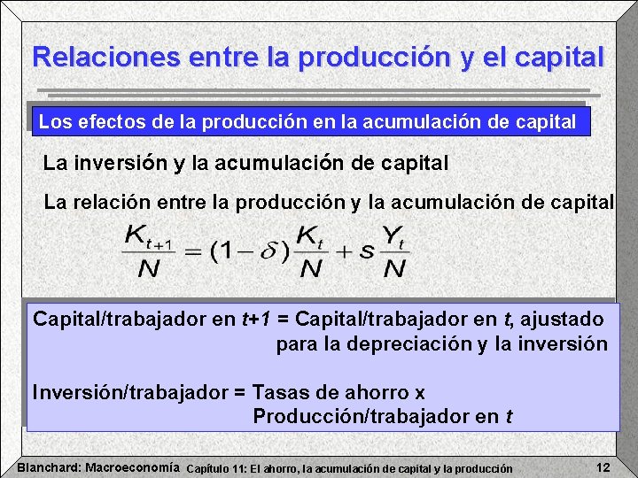 Relaciones entre la producción y el capital Los efectos de la producción en la