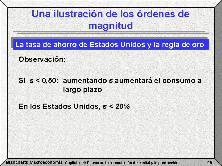 Una ilustración de los órdenes de magnitud La tasa de ahorro de Estados Unidos