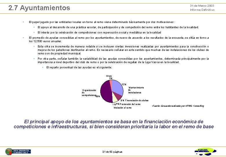 31 de Marzo 2003 Informe Definitivo 2. 7 Ayuntamientos § El papel jugado por