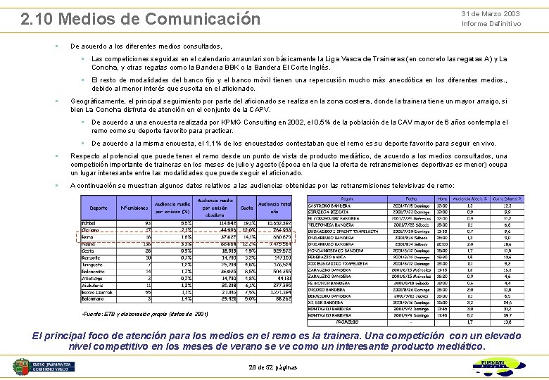 2. 10 Medios de Comunicación § 31 de Marzo 2003 Informe Definitivo De acuerdo