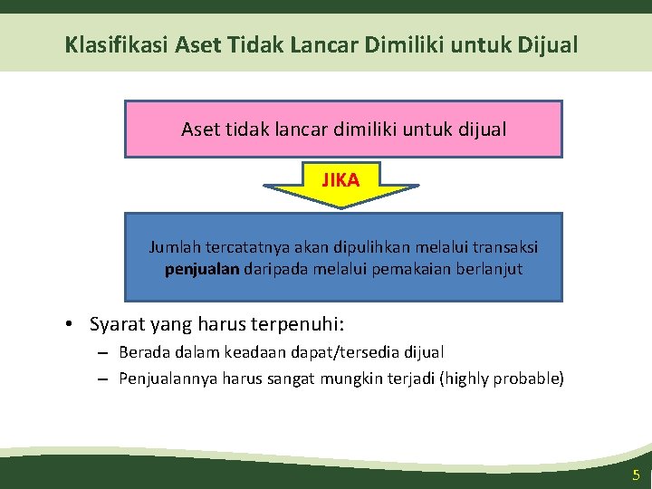 Klasifikasi Aset Tidak Lancar Dimiliki untuk Dijual Aset tidak lancar dimiliki untuk dijual JIKA Klasifikasi Aset Tidak Lancar Dimiliki untuk Dijual Aset tidak lancar dimiliki untuk dijual JIKA