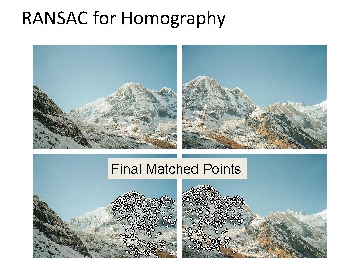 RANSAC for Homography Final Matched Points RANSAC for Homography Final Matched Points