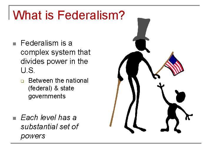 What is Federalism? n Federalism is a complex system that divides power in the