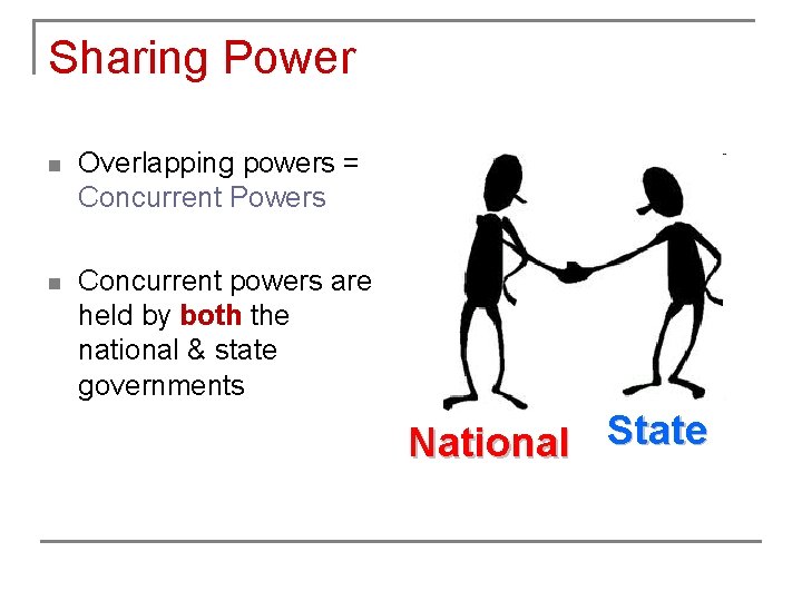 Sharing Power n Overlapping powers = Concurrent Powers n Concurrent powers are held by