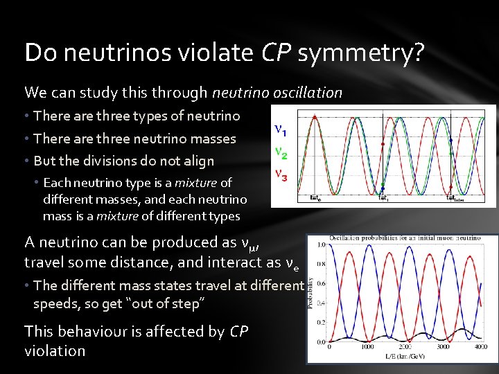 Do neutrinos violate CP symmetry? We can study this through neutrino oscillation • There