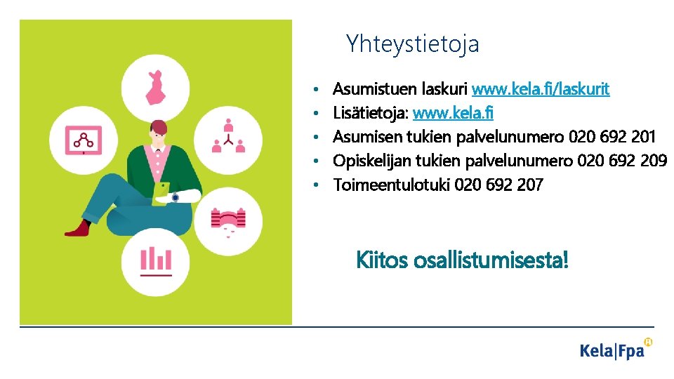 Yhteystietoja • • • Asumistuen laskuri www. kela. fi/laskurit Lisätietoja: www. kela. fi Asumisen