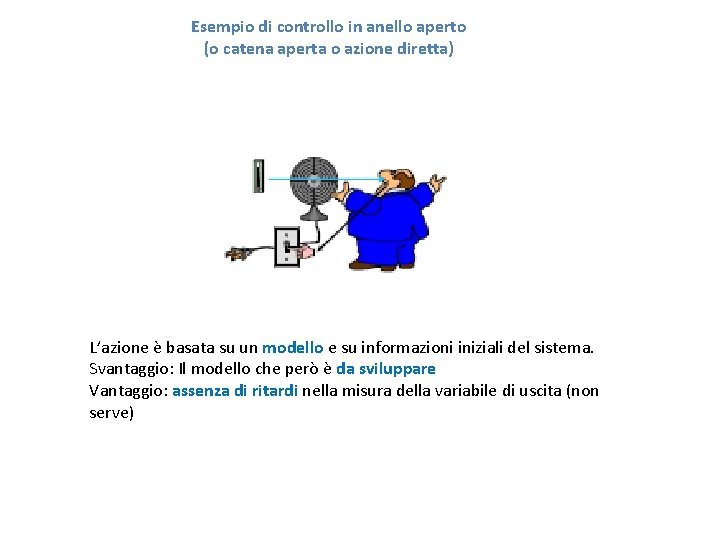 Esempio di controllo in anello aperto (o catena aperta o azione diretta) L’azione è