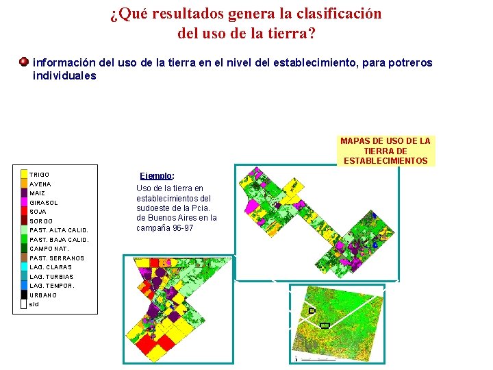 ¿Qué resultados genera la clasificación del uso de la tierra? información del uso de