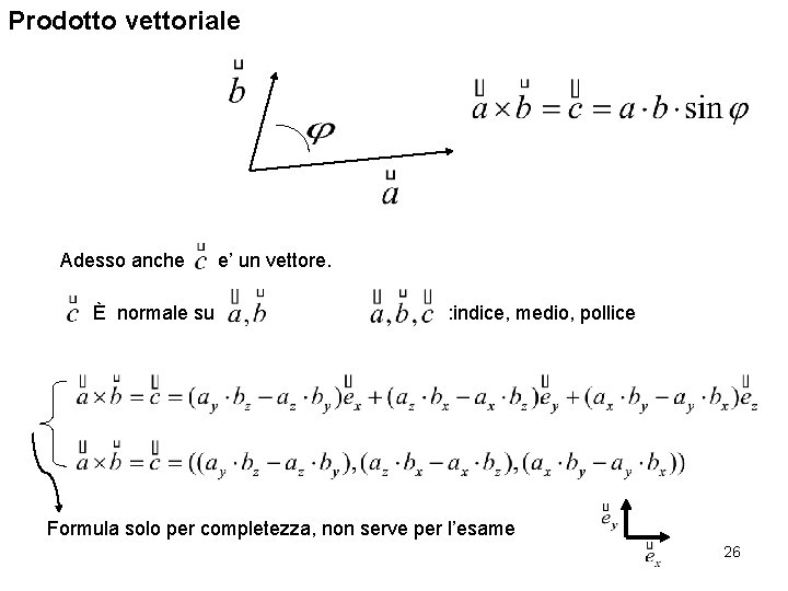 Prodotto vettoriale Adesso anche È normale su e’ un vettore. : indice, medio, pollice