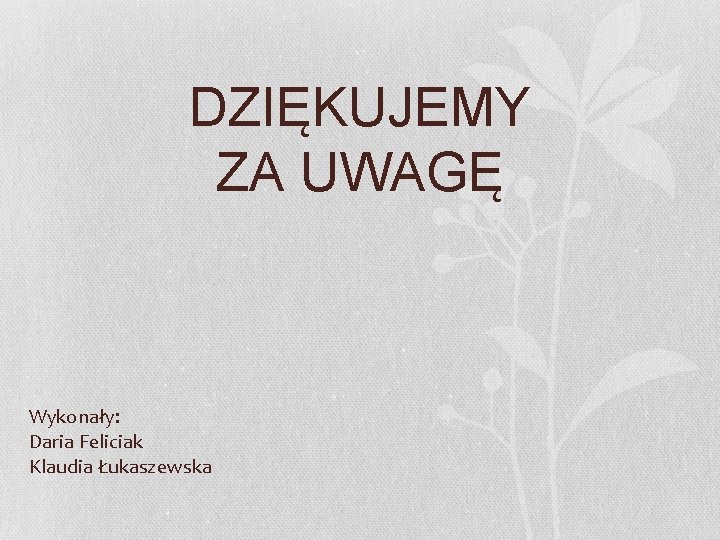 DZIĘKUJEMY ZA UWAGĘ Wykonały: Daria Feliciak Klaudia Łukaszewska 