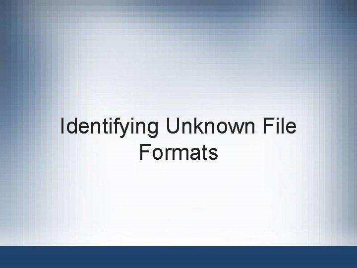 Identifying Unknown File Formats 