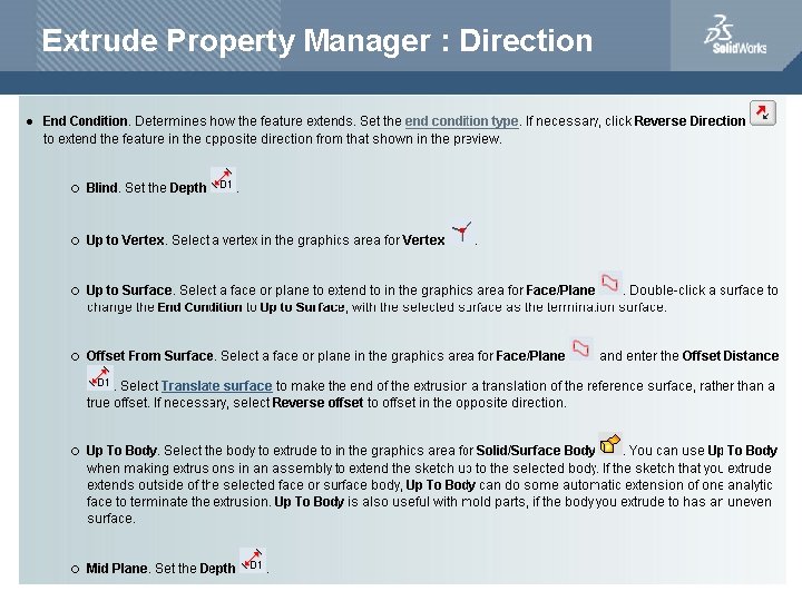 Extrude Property Manager : Direction 