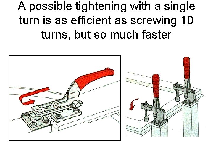 A possible tightening with a single turn is as efficient as screwing 10 turns,