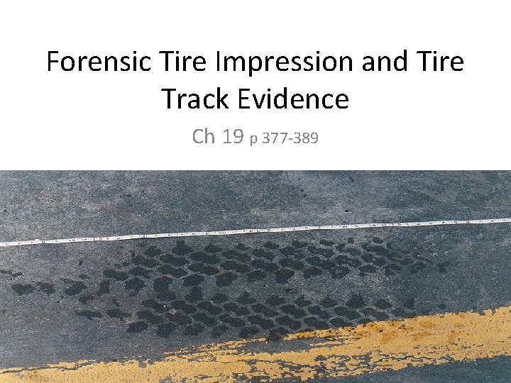 Forensic Tire Impression and Tire Track Evidence Ch 19 p 377 -389 