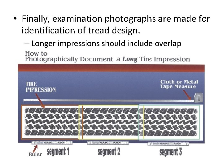  • Finally, examination photographs are made for identification of tread design. – Longer