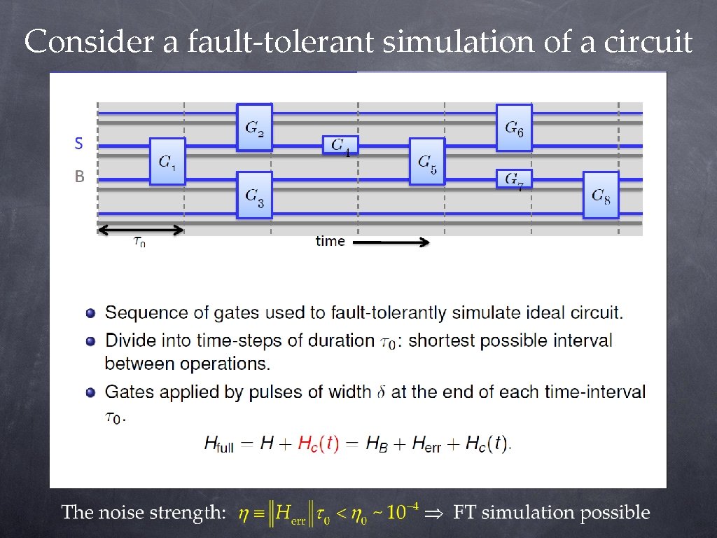 Consider a fault-tolerant simulation of a circuit Consider a fault-tolerant simulation of a circuit