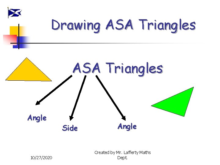 Drawing ASA Triangles Angle 10/27/2020 Side Angle Created by Mr. Lafferty Maths Dept. 