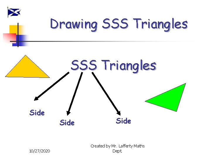 Drawing SSS Triangles Side 10/27/2020 Side Created by Mr. Lafferty Maths Dept. 