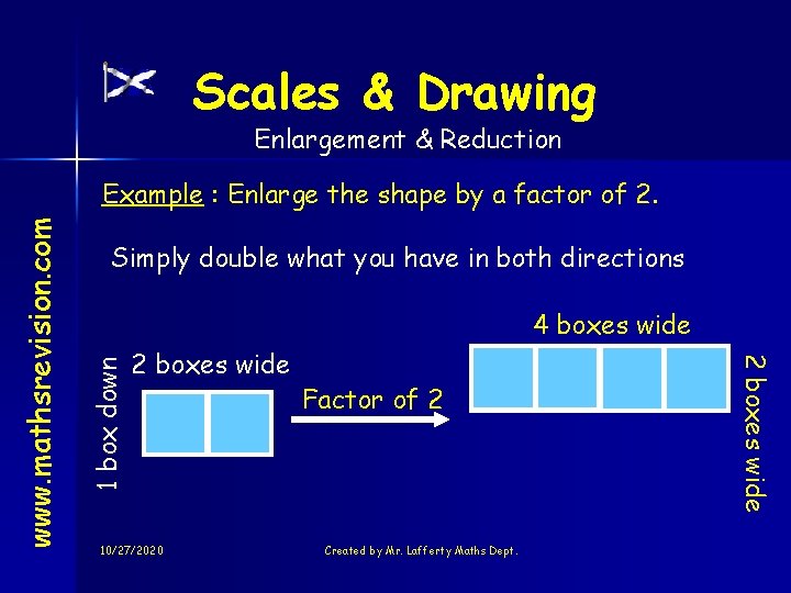 Scales & Drawing Enlargement & Reduction Simply double what you have in both directions