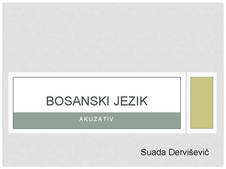 BOSANSKI JEZIK AKUZATIV Suada Dervišević 