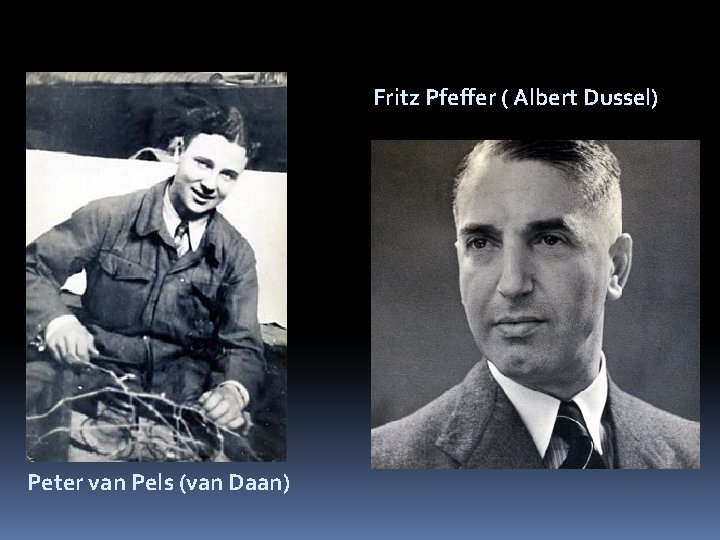 Fritz Pfeffer ( Albert Dussel) Peter van Pels (van Daan) 