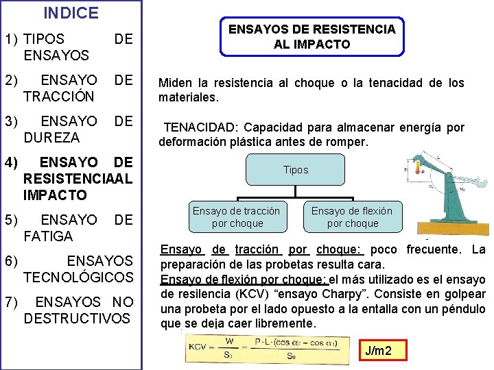 INDICE 1) TIPOS ENSAYOS DE 2) ENSAYO TRACCIÓN DE 3) ENSAYO DUREZA DE 4) INDICE 1) TIPOS ENSAYOS DE 2) ENSAYO TRACCIÓN DE 3) ENSAYO DUREZA DE 4)