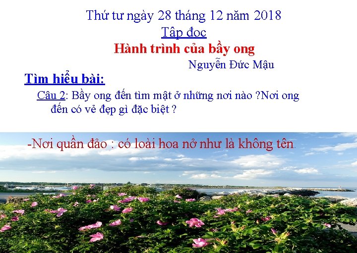 Thứ tư ngày 28 tháng 12 năm 2018 Tập đọc Hành trình của bầy