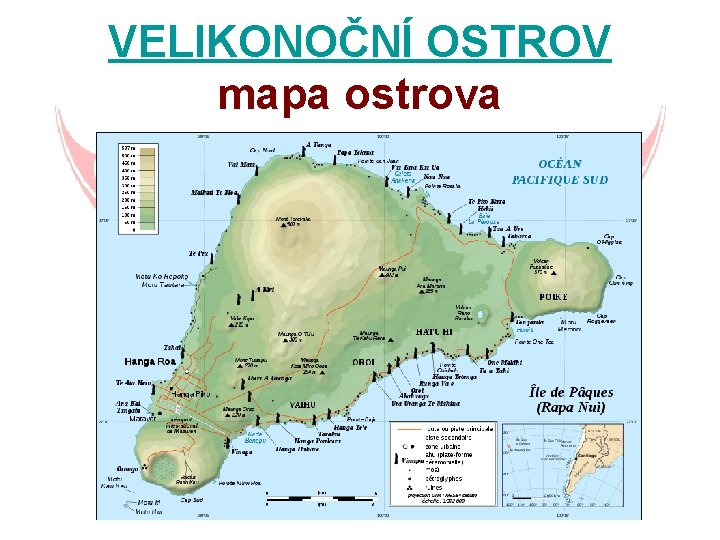 VELIKONOČNÍ OSTROV mapa ostrova 