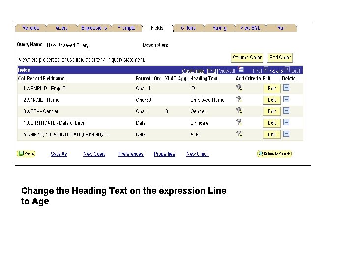 Change the Heading Text on the expression Line to Age 