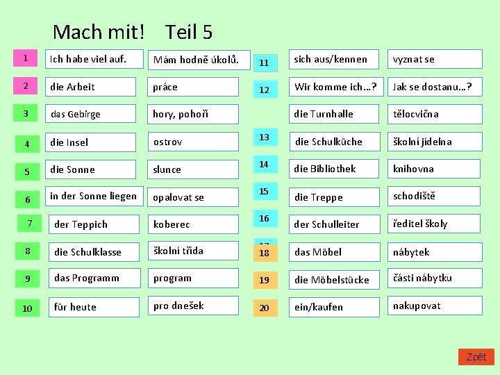 Mach mit! Teil 5 1 Ich habe viel auf. Mám hodně úkolů. 11 sich