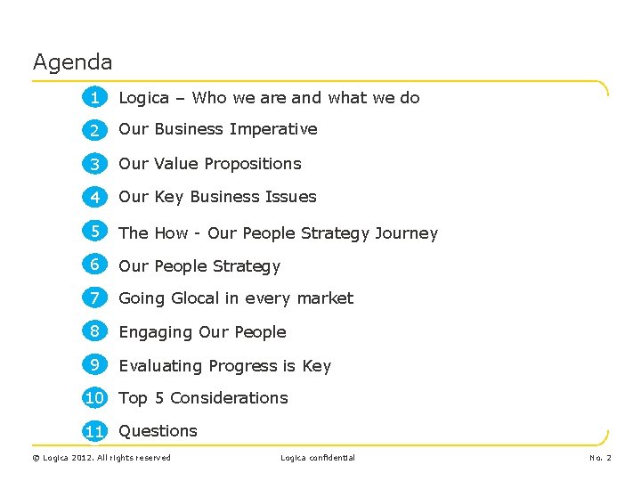 Agenda 1 Logica – Who we are and what we do 2 Our Business