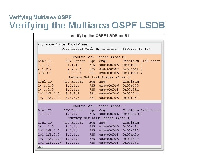 Verifying Multiarea OSPF Verifying the Multiarea OSPF LSDB 