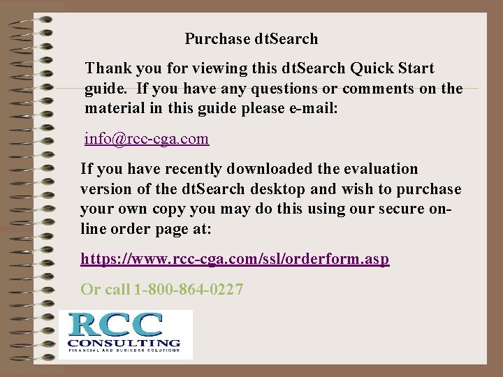 Purchase dt. Search Thank you for viewing this dt. Search Quick Start guide. If
