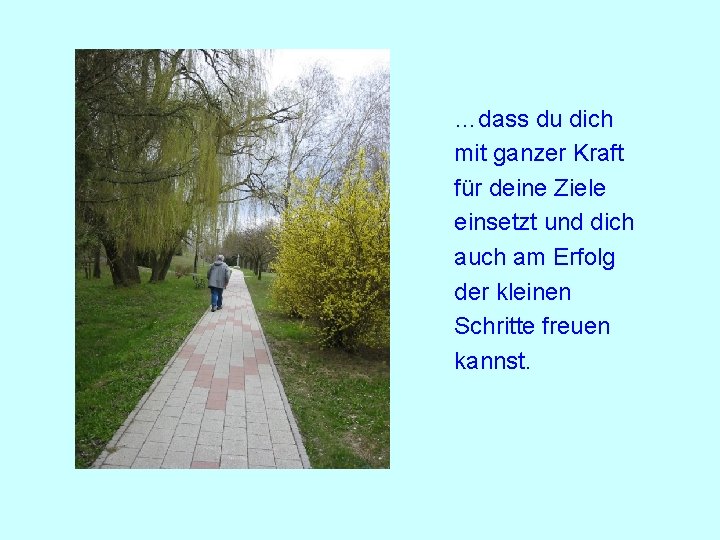 …dass du dich mit ganzer Kraft für deine Ziele einsetzt und dich auch am