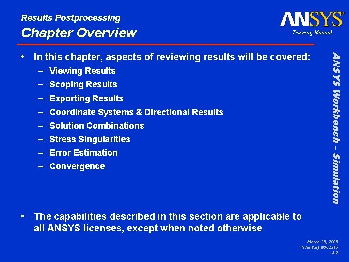 Results Postprocessing Chapter Overview Training Manual – Viewing Results – Scoping Results – Exporting