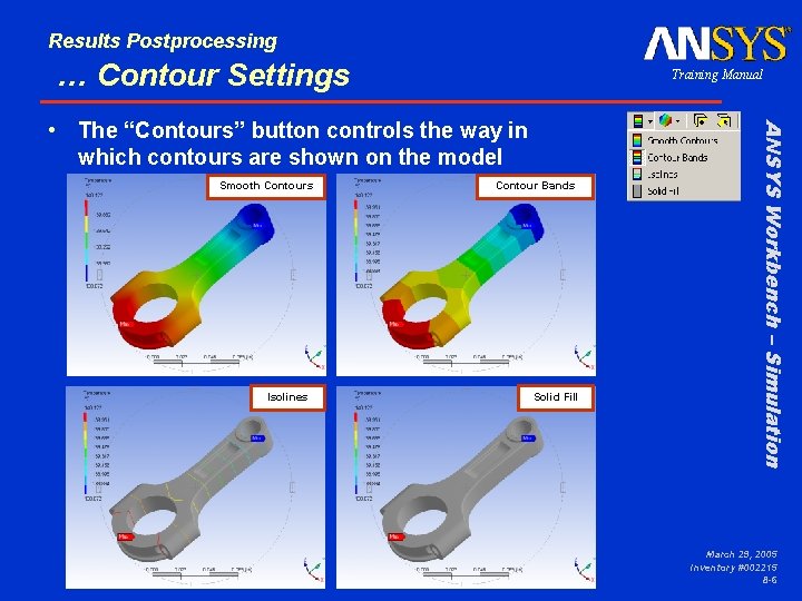 Results Postprocessing … Contour Settings Training Manual Smooth Contours Isolines Contour Bands Solid Fill