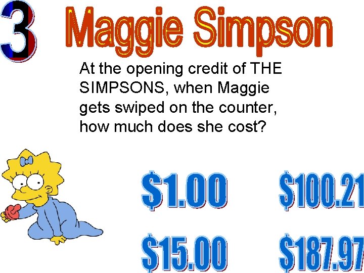 At the opening credit of THE SIMPSONS, when Maggie gets swiped on the counter,