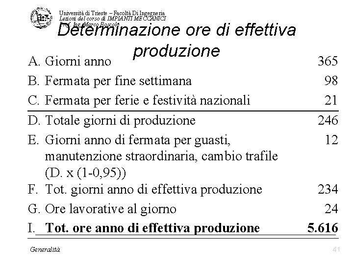 Università di Trieste – Facoltà Di Ingegneria Lezioni del corso di IMPIANTI MECCANICI Prof. Università di Trieste – Facoltà Di Ingegneria Lezioni del corso di IMPIANTI MECCANICI Prof.