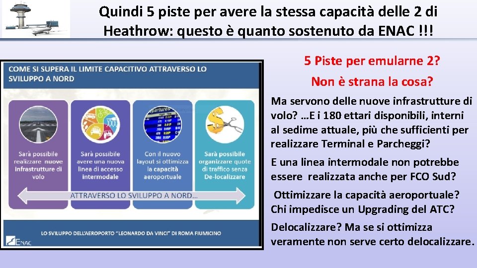 Quindi 5 piste per avere la stessa capacità delle 2 di Heathrow: questo è