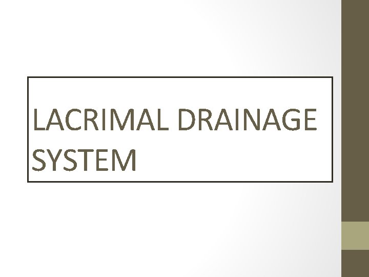 LACRIMAL DRAINAGE SYSTEM 