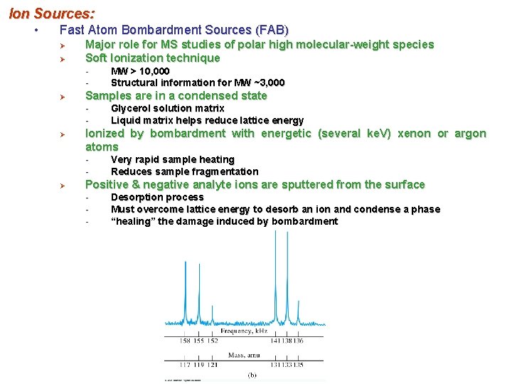 Ion Sources: • Fast Atom Bombardment Sources (FAB) Ø Ø Major role for MS