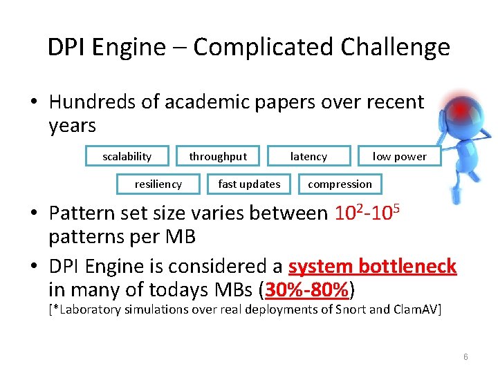 DPI Engine – Complicated Challenge • Hundreds of academic papers over recent years scalability