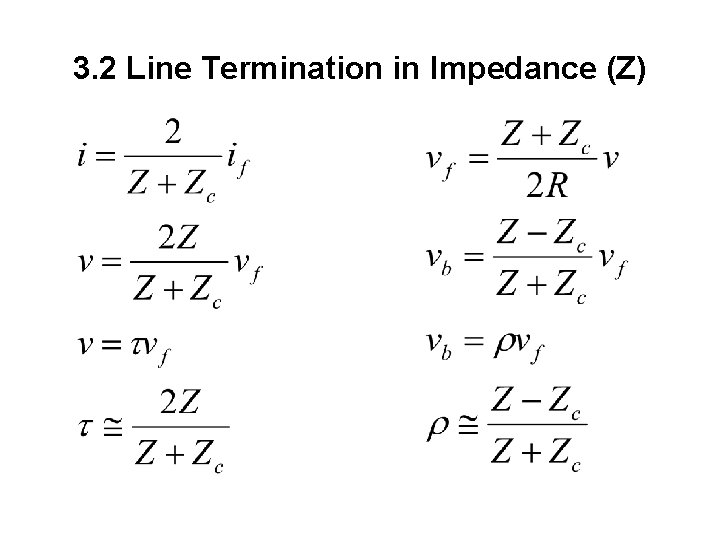 3. 2 Line Termination in Impedance (Z) 